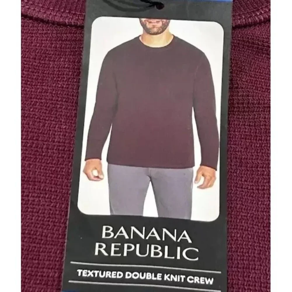Banana Republic Men's L Waffle Top Crew Sweatshirt Textured Double Knit Shirt